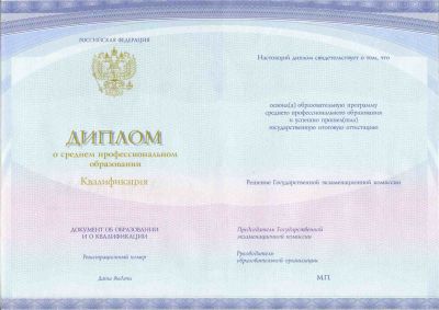 Диплом колледжа с 2014 по 2024 год